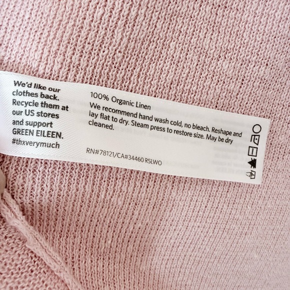 Eileen Fisher Organic Linen Open Front Cardigan Waterfall Style Pink Small - Picture 7 of 12